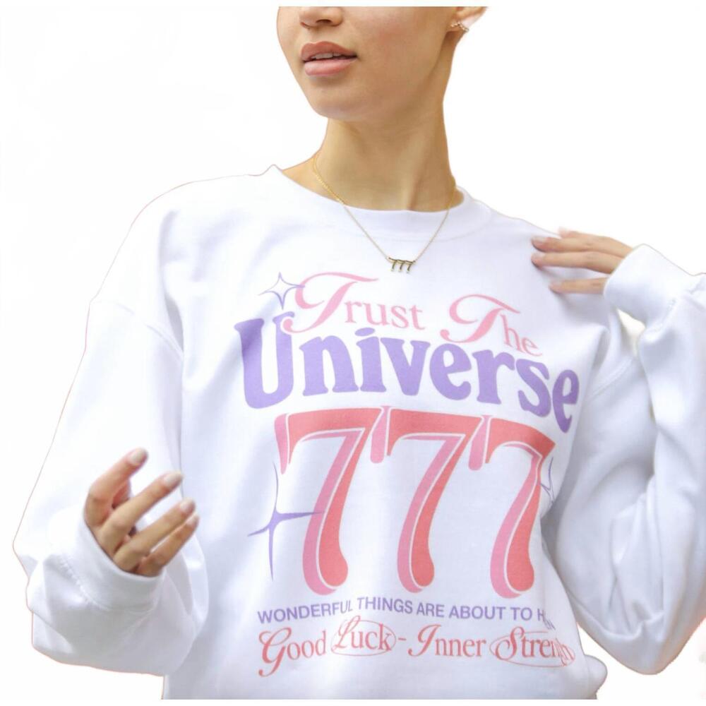 NEW MURE + GRAND 777 trust the universe sweatshirt in white